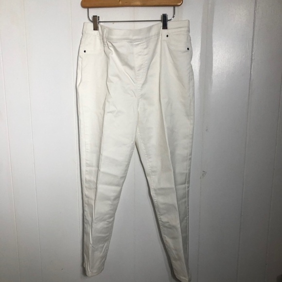 Womens White Summer Ankle Pants.12. Elastic waist - Picture 1 of 7